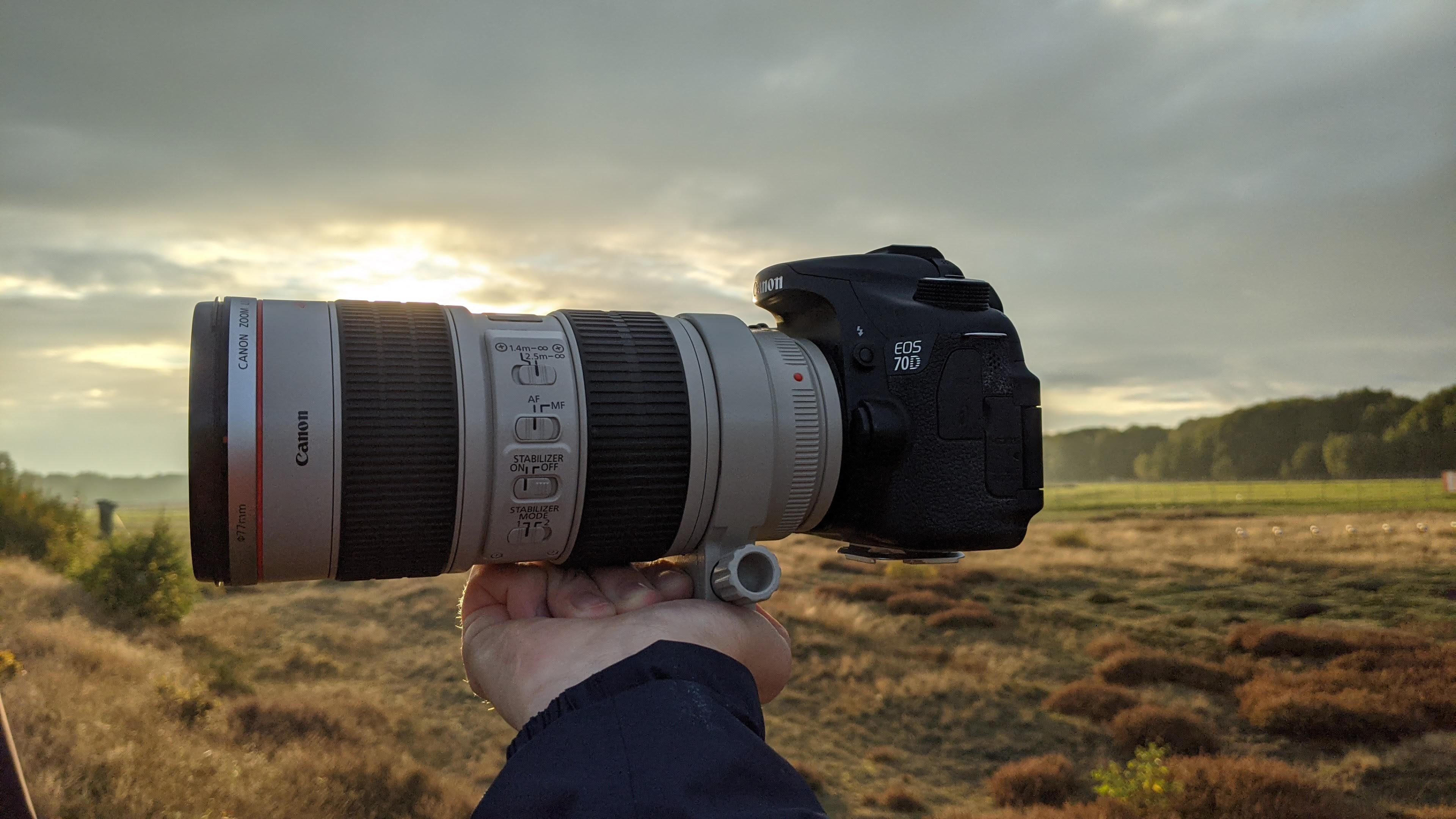 Kamera vor Sonnenuntergang